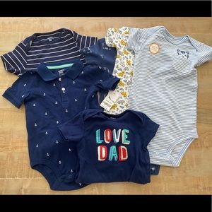 6 baby boy bundle toddler clothes set onesies collared animals DAD FATHERS DAY